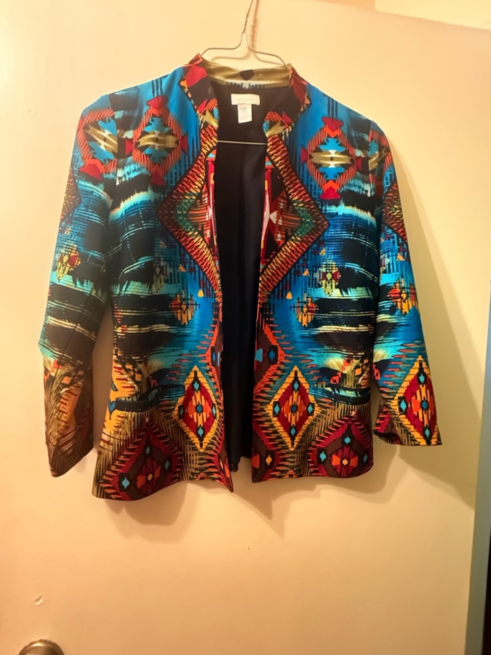 Chico's Multicolor Aztec-Print Open-Front Jacket - Picture 2 of 8